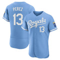 Tlead KC.Royals #13 Salvador Perez Player Light Blue Alt Limited Elite Home Stitched Jerseys