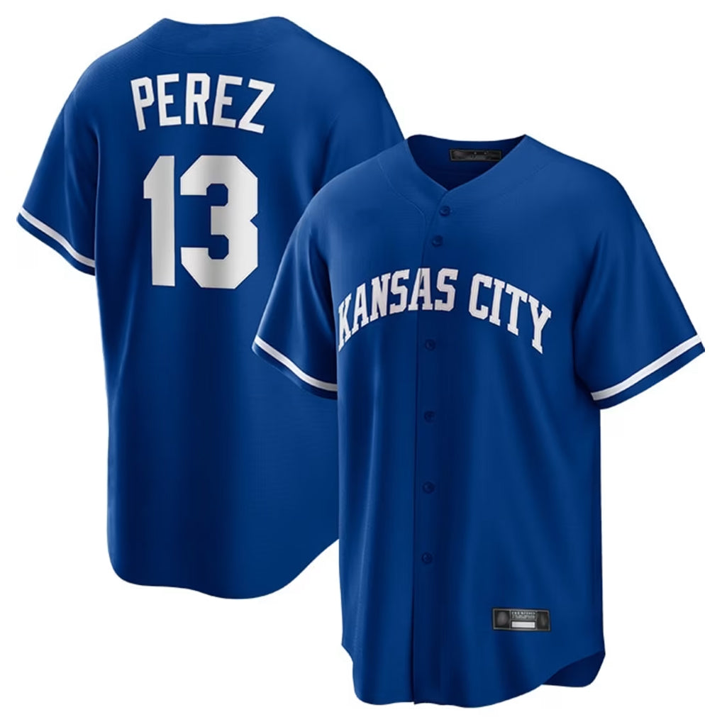 Tlead KC.Royals #13 Salvador Perez Player Royal Game Home Stitched Jerseys