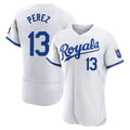 Tlead KC.Royals #13 Salvador Perez Player White Limited Elite Home Game Stitched Jerseys