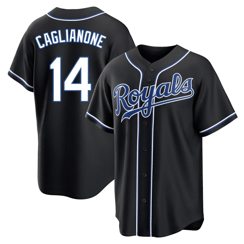 Tlead KC.Royals #14 Jac Caglianone Player Black Carbon Fashion Home Game Stitched Jerseys