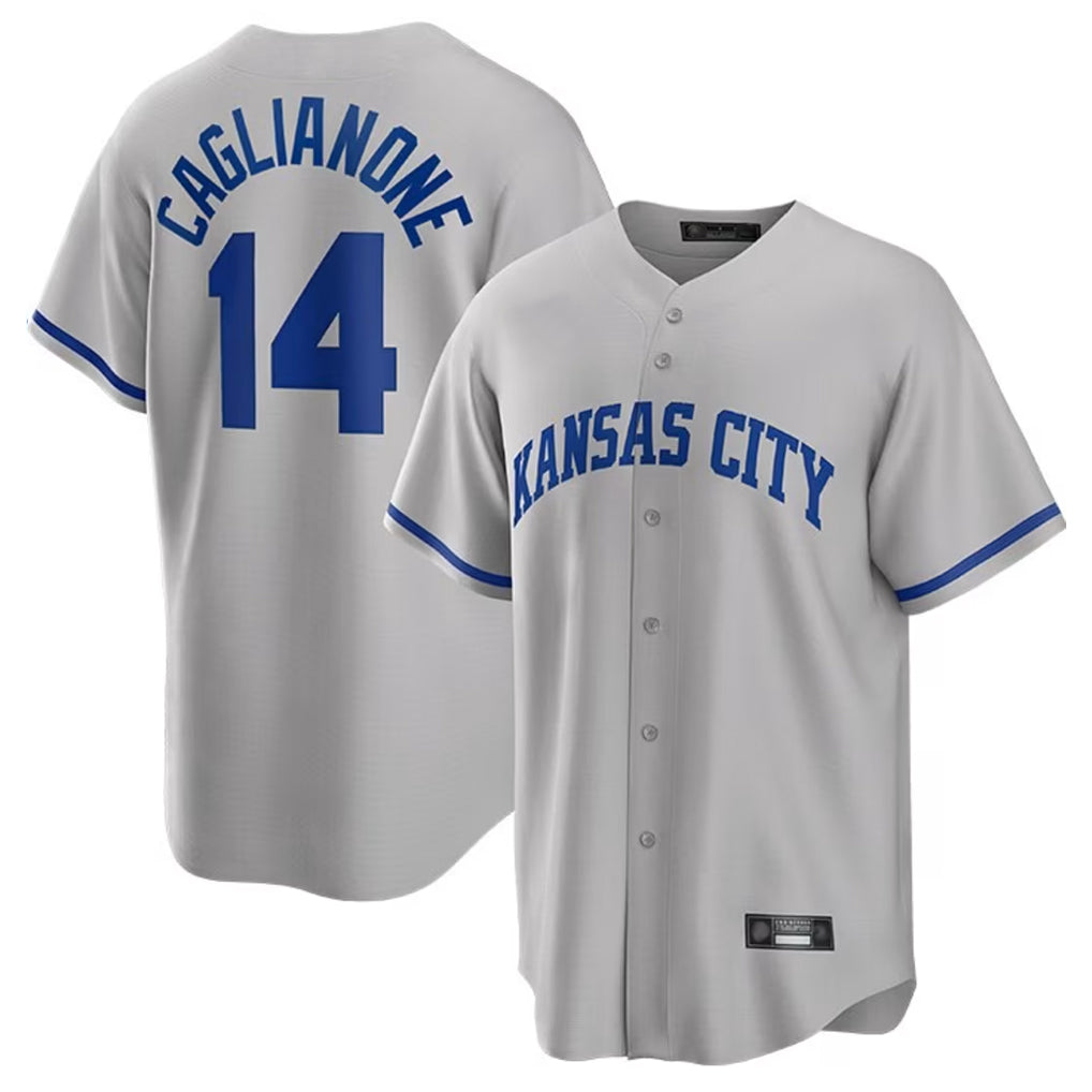 Tlead KC.Royals #14 Jac Caglianone Player Gray Game Home Stitched Jerseys
