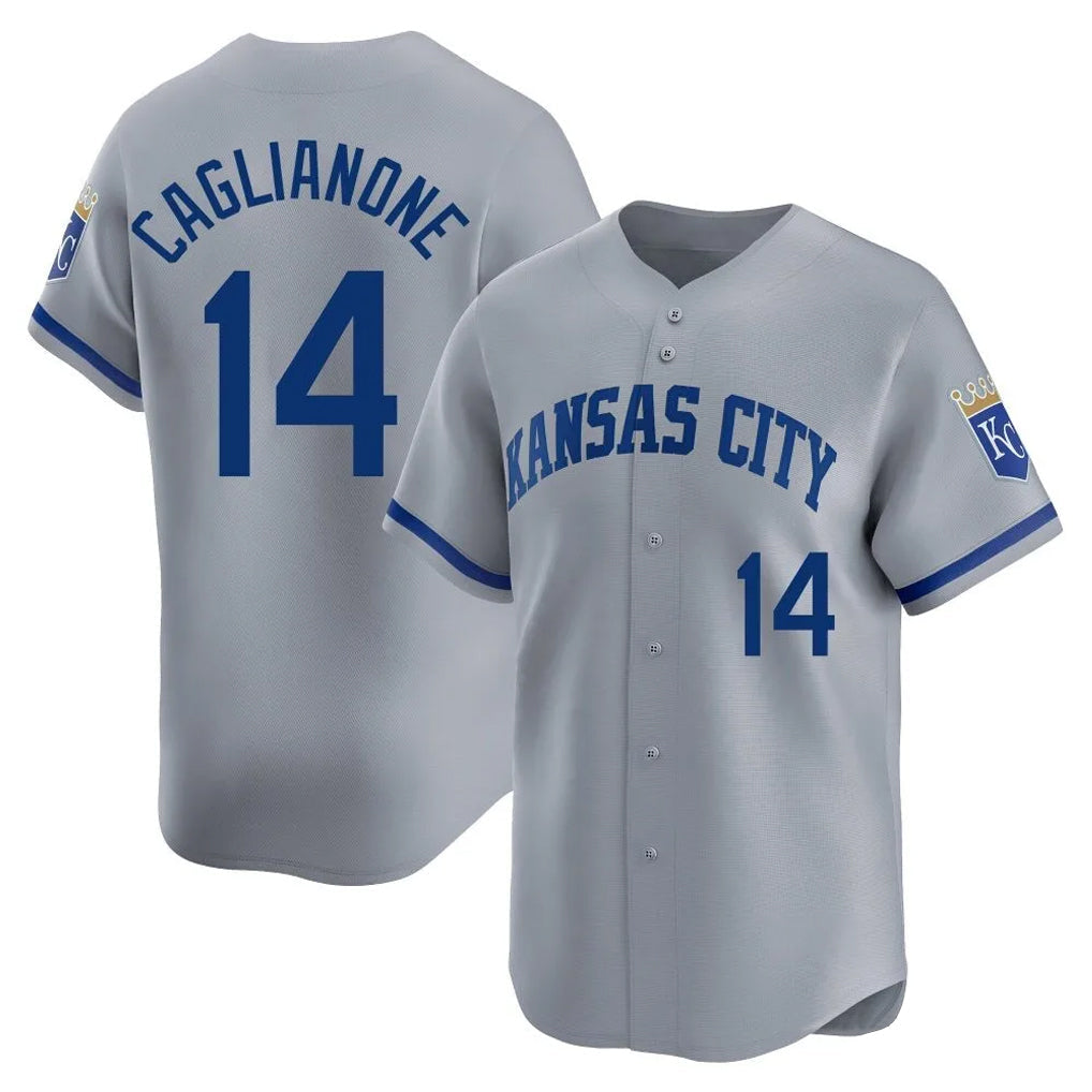 Tlead KC.Royals #14 Jac Caglianone Player Gray Limited Home Stitched Jerseys