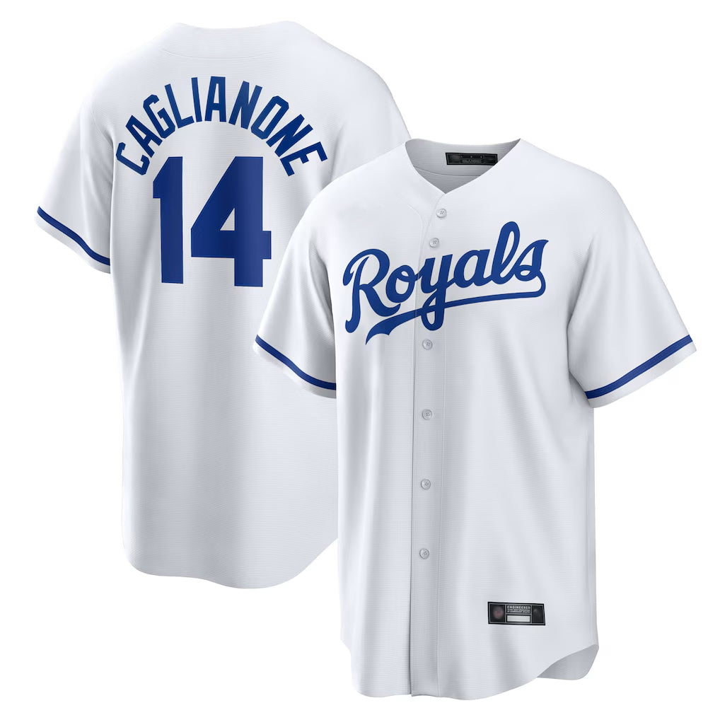 Tlead KC.Royals #14 Jac Caglianone Player White Home Game Stitched Jerseys