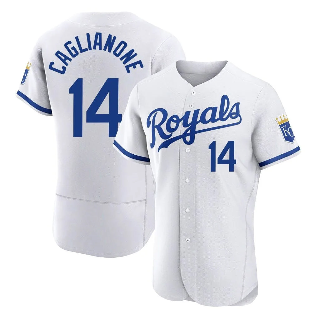 Tlead KC.Royals #14 Jac Caglianone Player White Limited Elite Home Game Stitched Jerseys