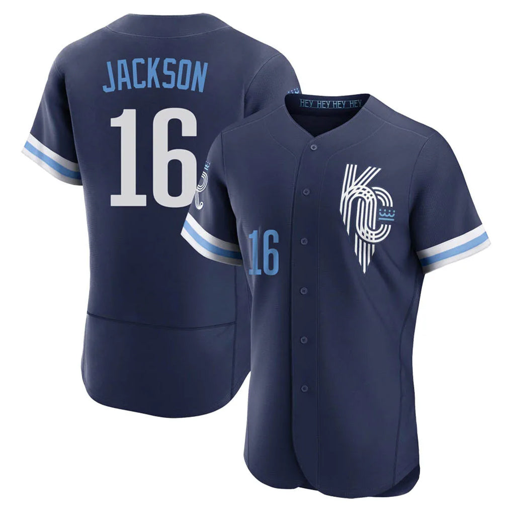 Tlead KC.Royals #16 Bo Jackson Player Navy City Connect Limited Elite Home Stitched Jerseys