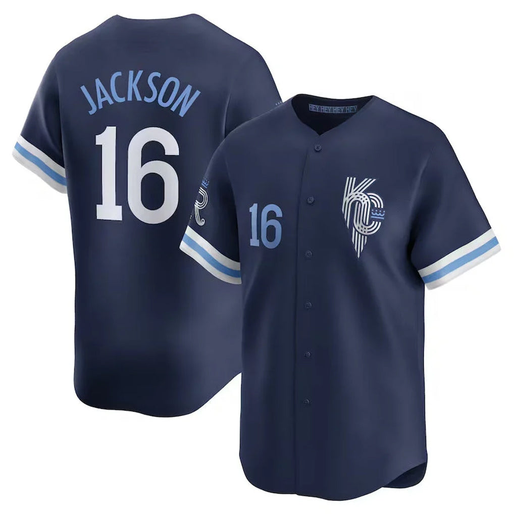 Tlead KC.Royals #16 Bo Jackson Player Navy City Connect Limited Home Stitched Jerseys