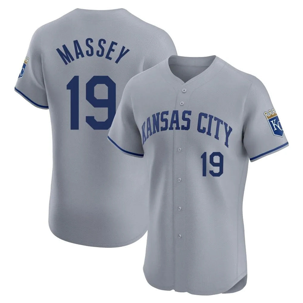 Tlead KC.Royals #19 Michael Massey Player Gray Limited Elite Home Stitched Jerseys