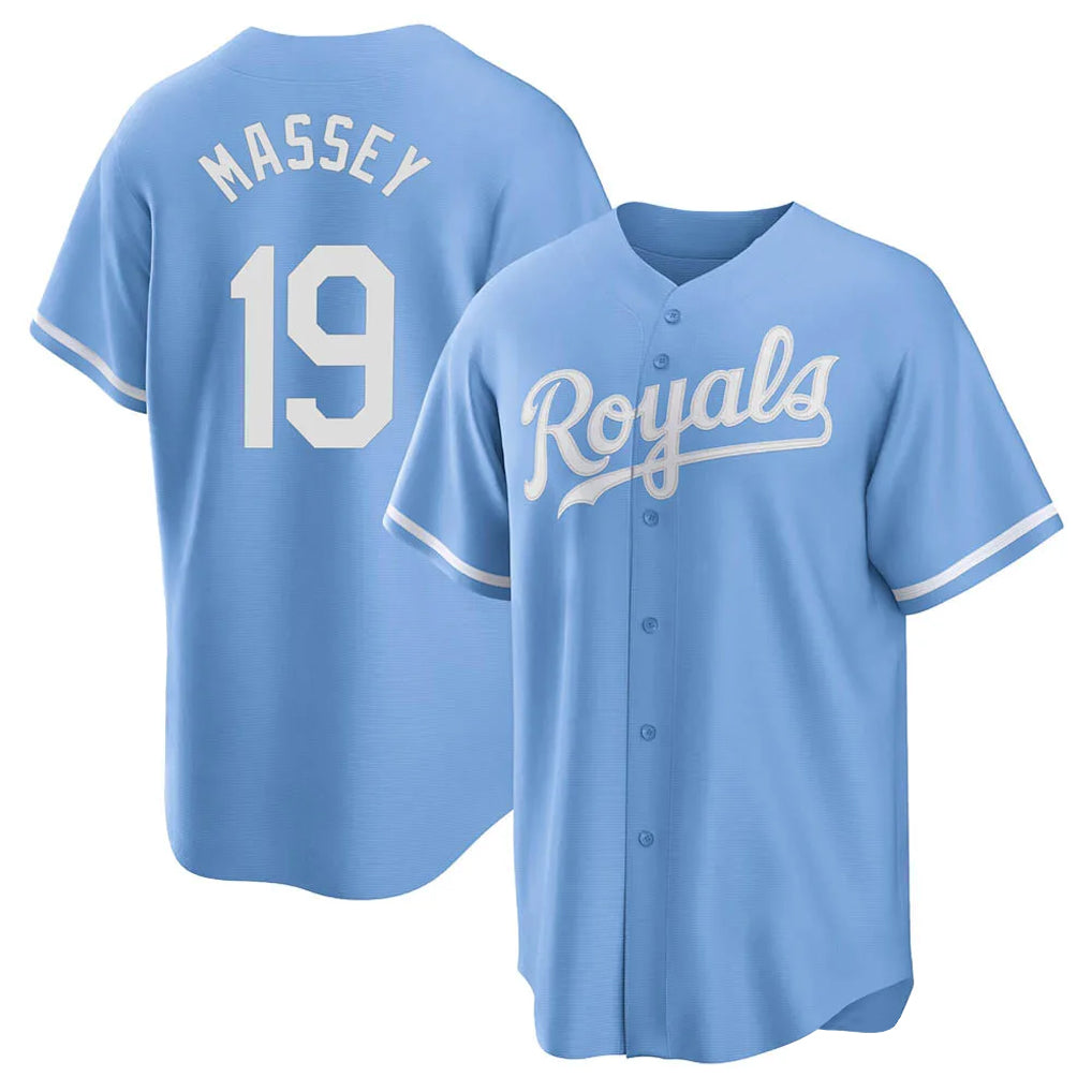 Tlead KC.Royals #19 Michael Massey Player Light Blue Home Game Stitched Jerseys