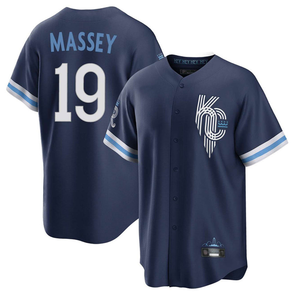 Tlead KC.Royals #19 Michael Massey Player Navy City Connect Home Game Stitched Jerseys