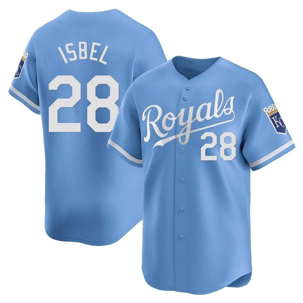 Tlead KC.Royals #28 Kyle Isbel Player Light Blue Alt Limited Home Stitched Jerseys