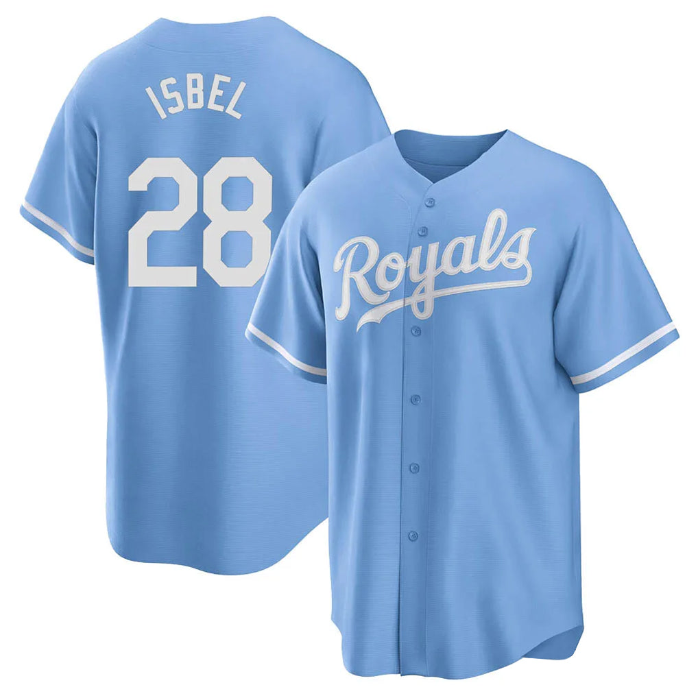 Tlead KC.Royals #28 Kyle Isbel Player Light Blue Home Game Stitched Jerseys