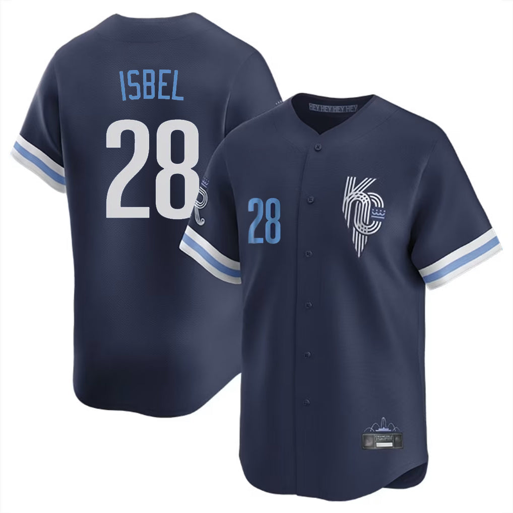 Tlead KC.Royals #28 Kyle Isbel Player Navy City Connect Limited Home Stitched Jerseys