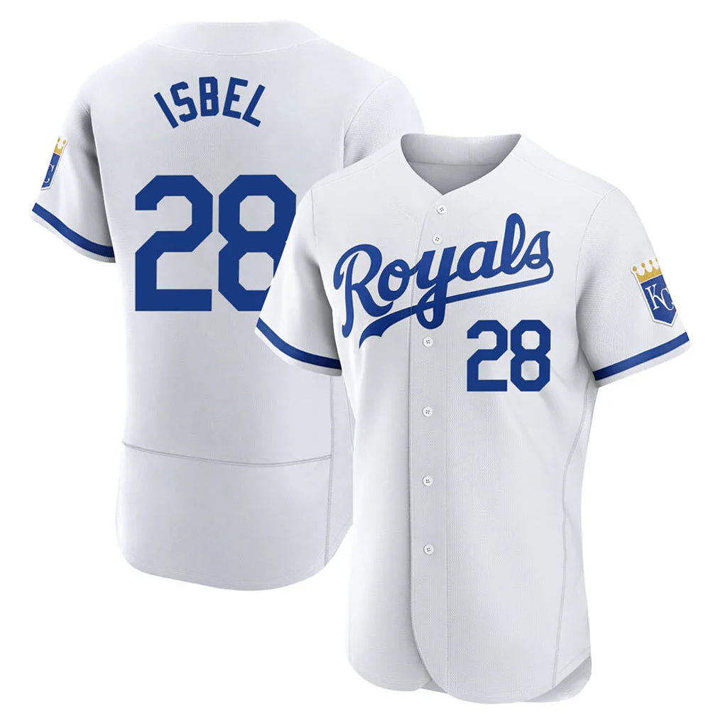 Tlead KC.Royals #28 Kyle Isbel Player White Limited Elite Home Game Stitched Jerseys