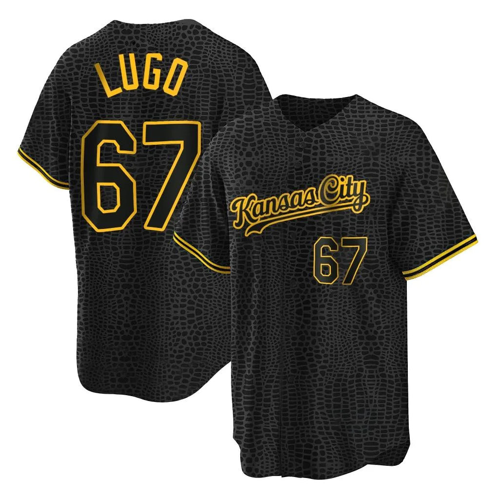 Tlead KC.Royals #67 Seth Lugo Player Black Snake Skin City Game Stitched Jerseys
