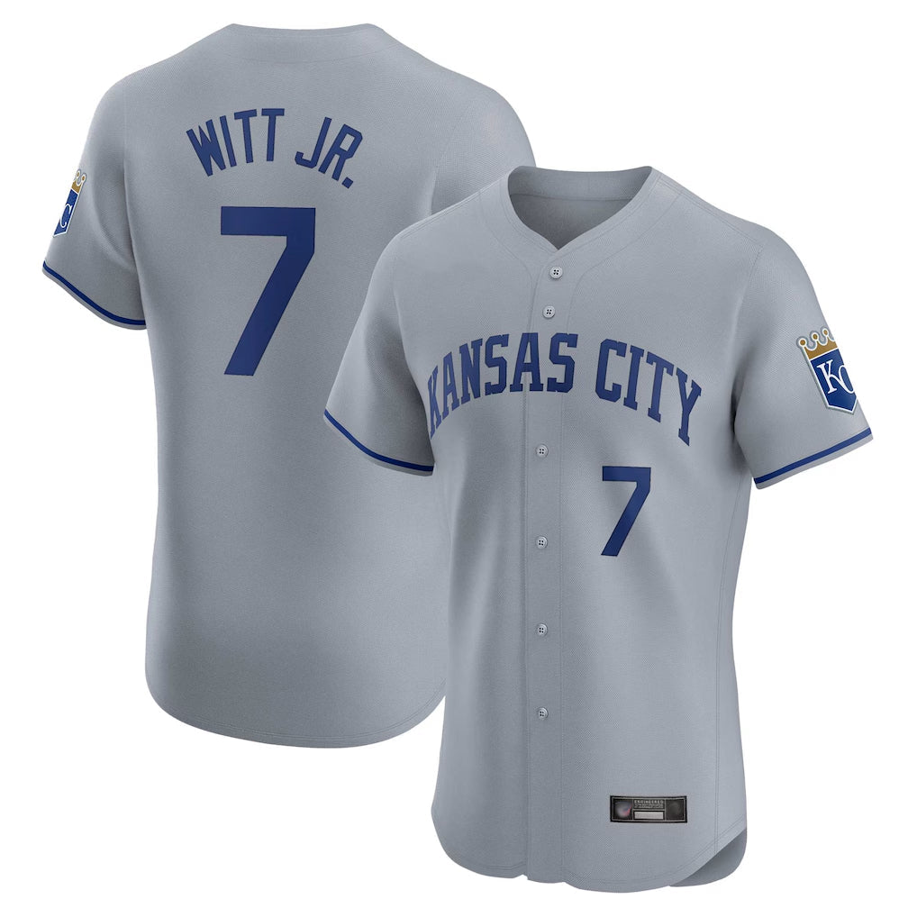 Tlead KC.Royals #7 Bobby Witt Jr. Player Gray Limited Elite Home Stitched Jerseys