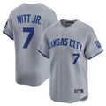 Tlead KC.Royals #7 Bobby Witt Jr. Player Gray Limited Home Stitched Jerseys