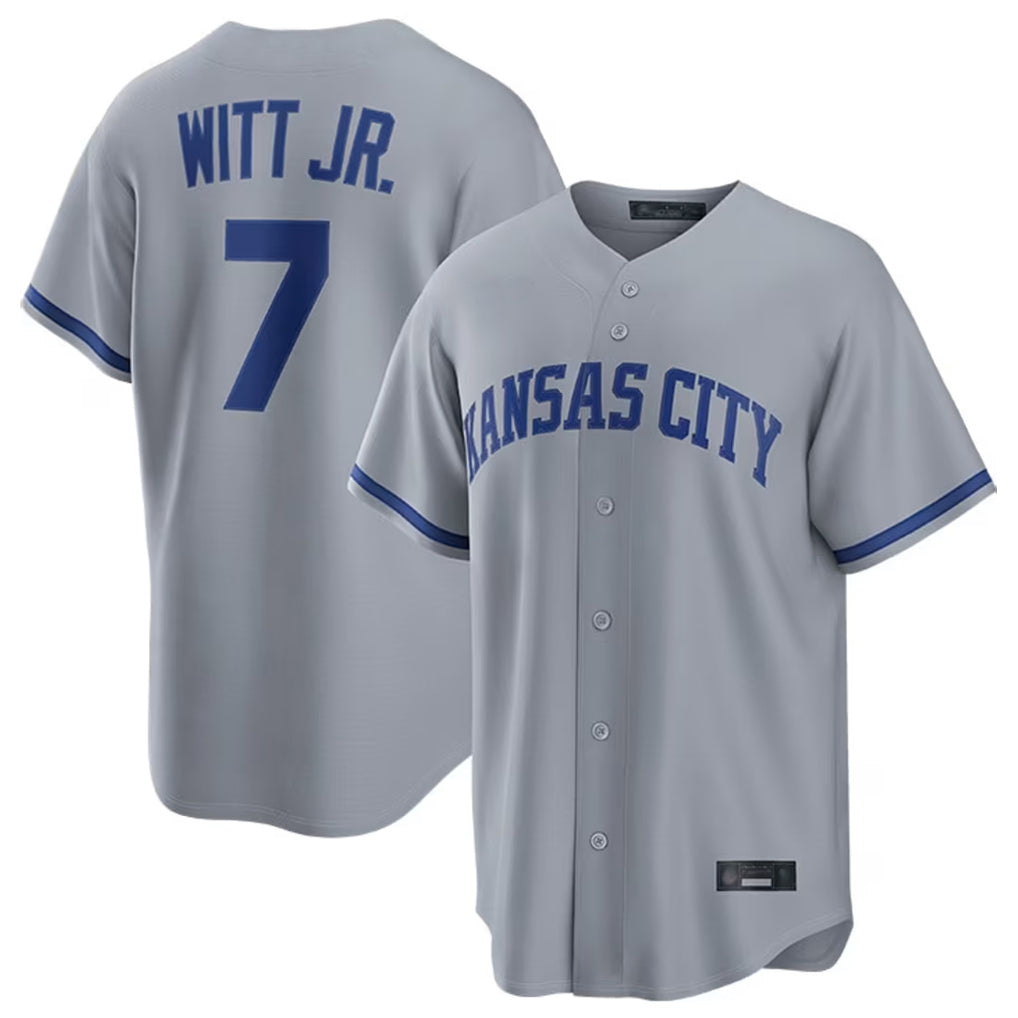 Tlead KC.Royals #7 Bobby Witt Jr. Player Grey Road Game Home Stitched Jerseys