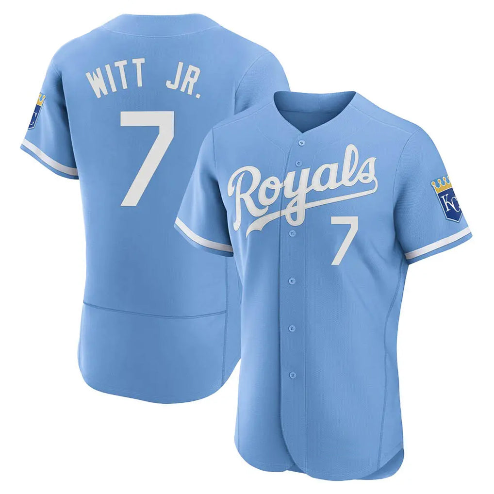 Tlead KC.Royals #7 Bobby Witt Jr. Player Light Blue Alt Limited Elite Home Stitched Jerseys
