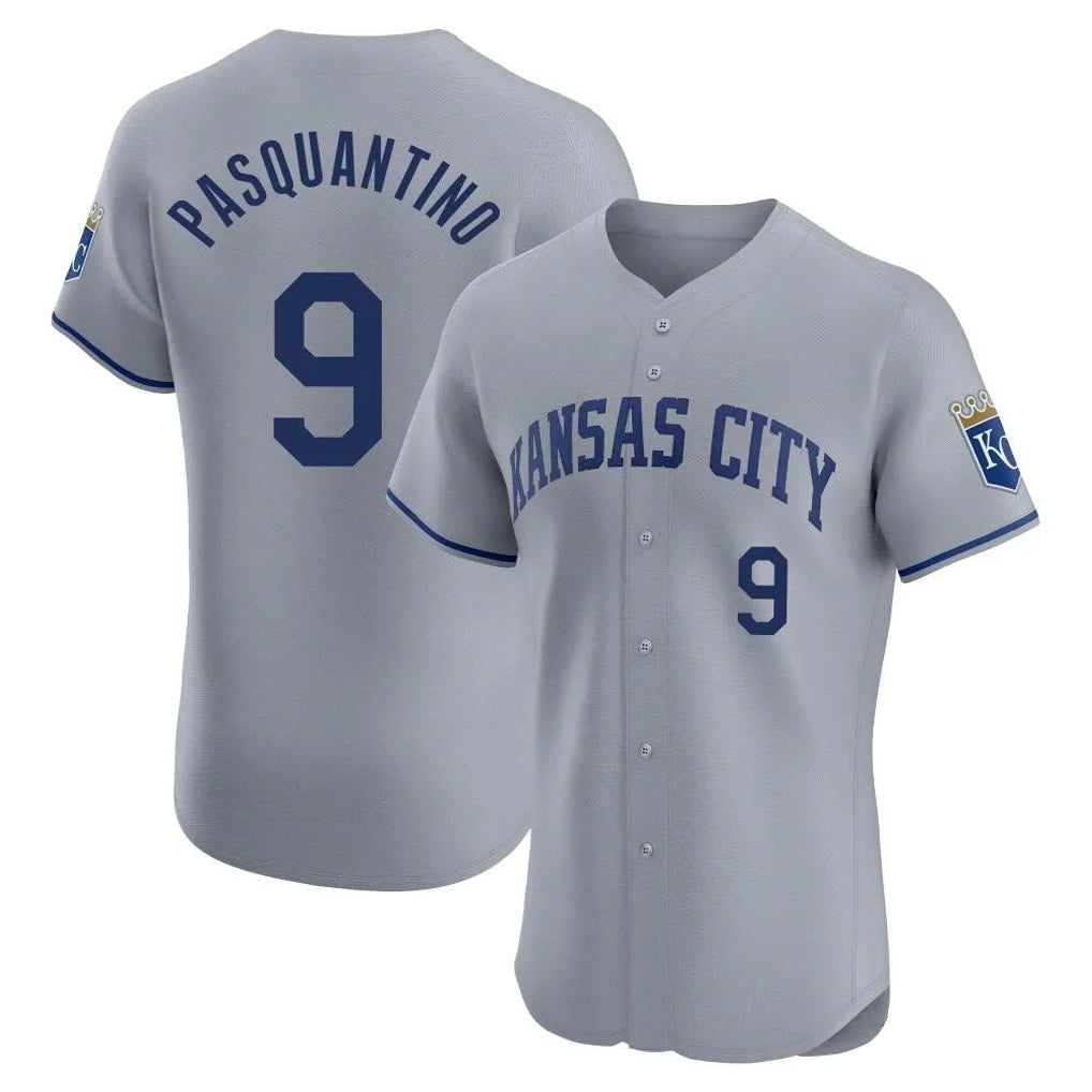 Tlead KC.Royals #9 Vinnie Pasquantino Player Gray Limited Elite Home Stitched Jerseys