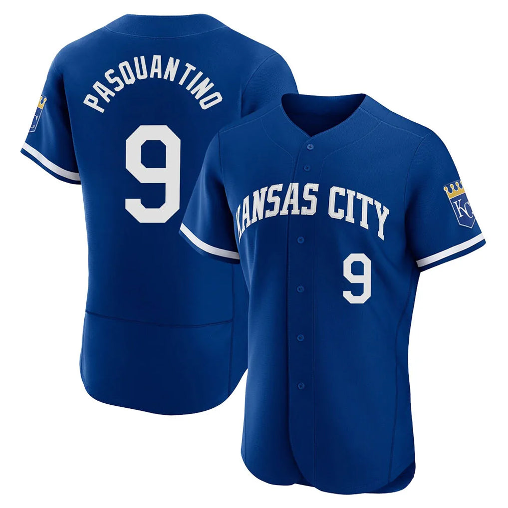 Tlead KC.Royals #9 Vinnie Pasquantino Player Royal City Connect Limited Elite Home Game Stitched Jerseys