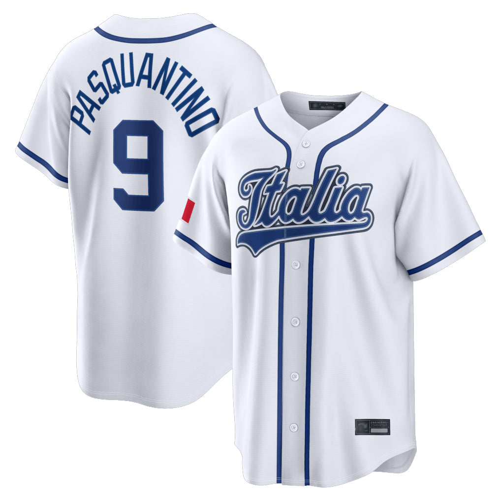 Tlead KC.Royals #9 Vinnie Pasquantino Player White Italy 2026 WBC Classic Home Stitched Jerseys