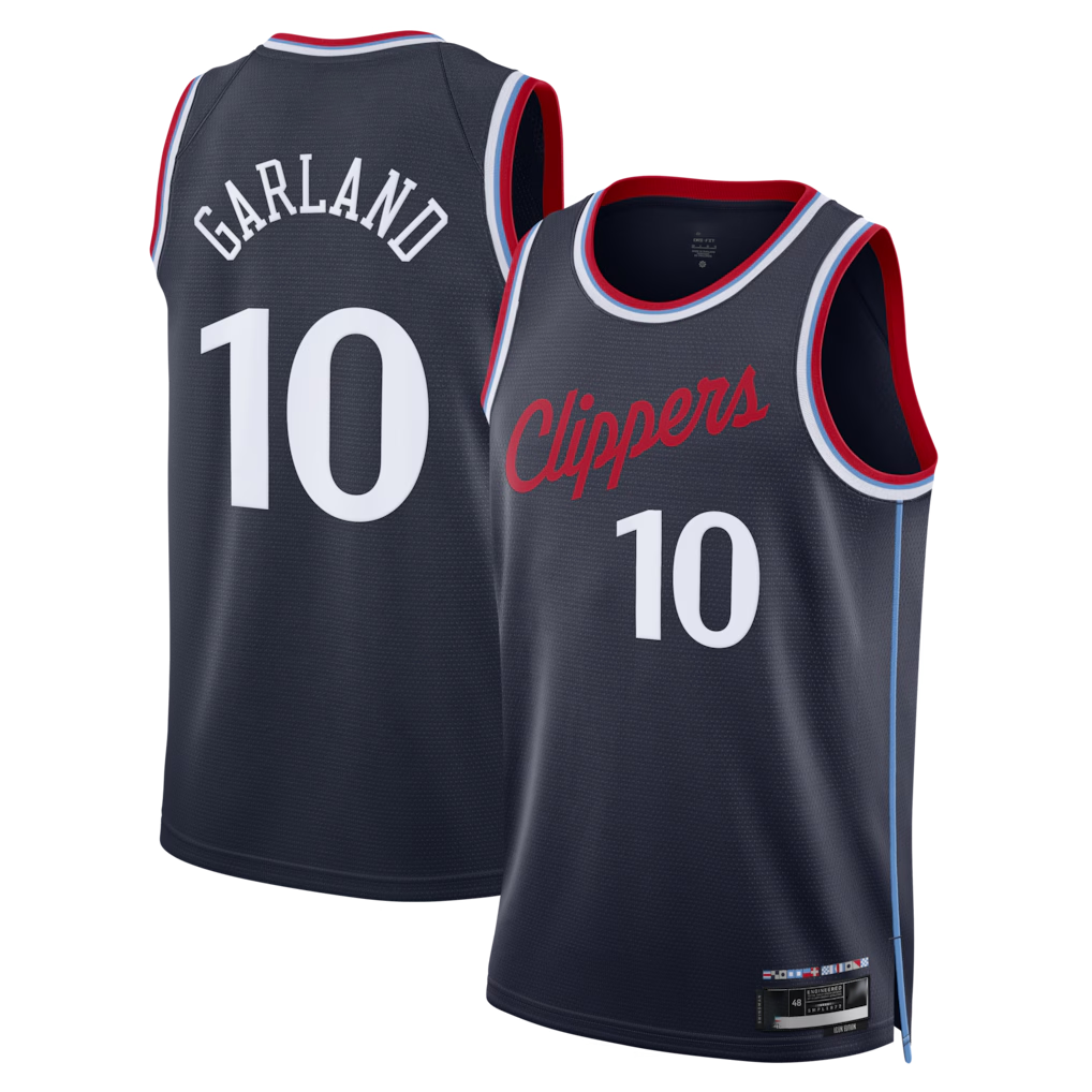 Tlead LA.Clippers #10 Darius Garland Navy Swingman Stitched Jerseys- Icon Edition