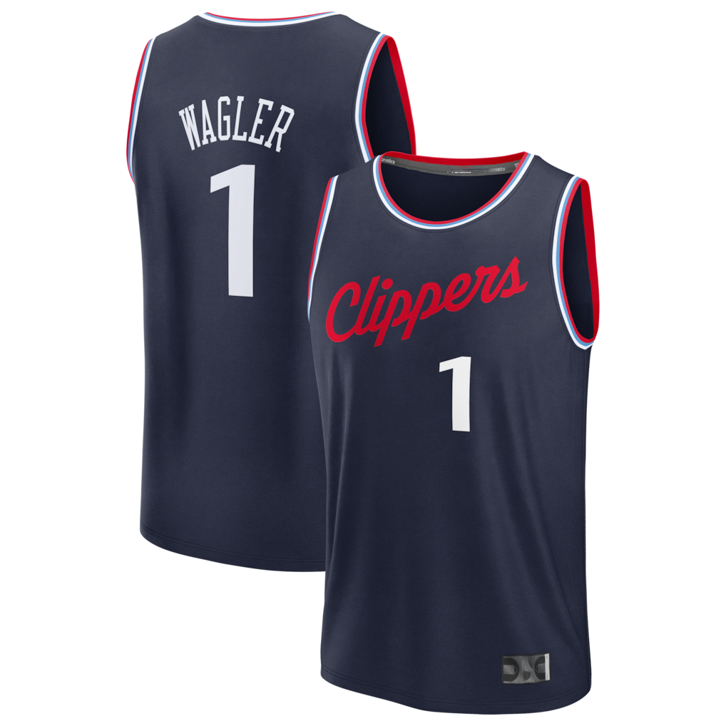 Tlead LA.Clippers #1 Keaton Wagler Navy Draft First Round Pick Fast Break Stitched Jerseys - Icon Edition