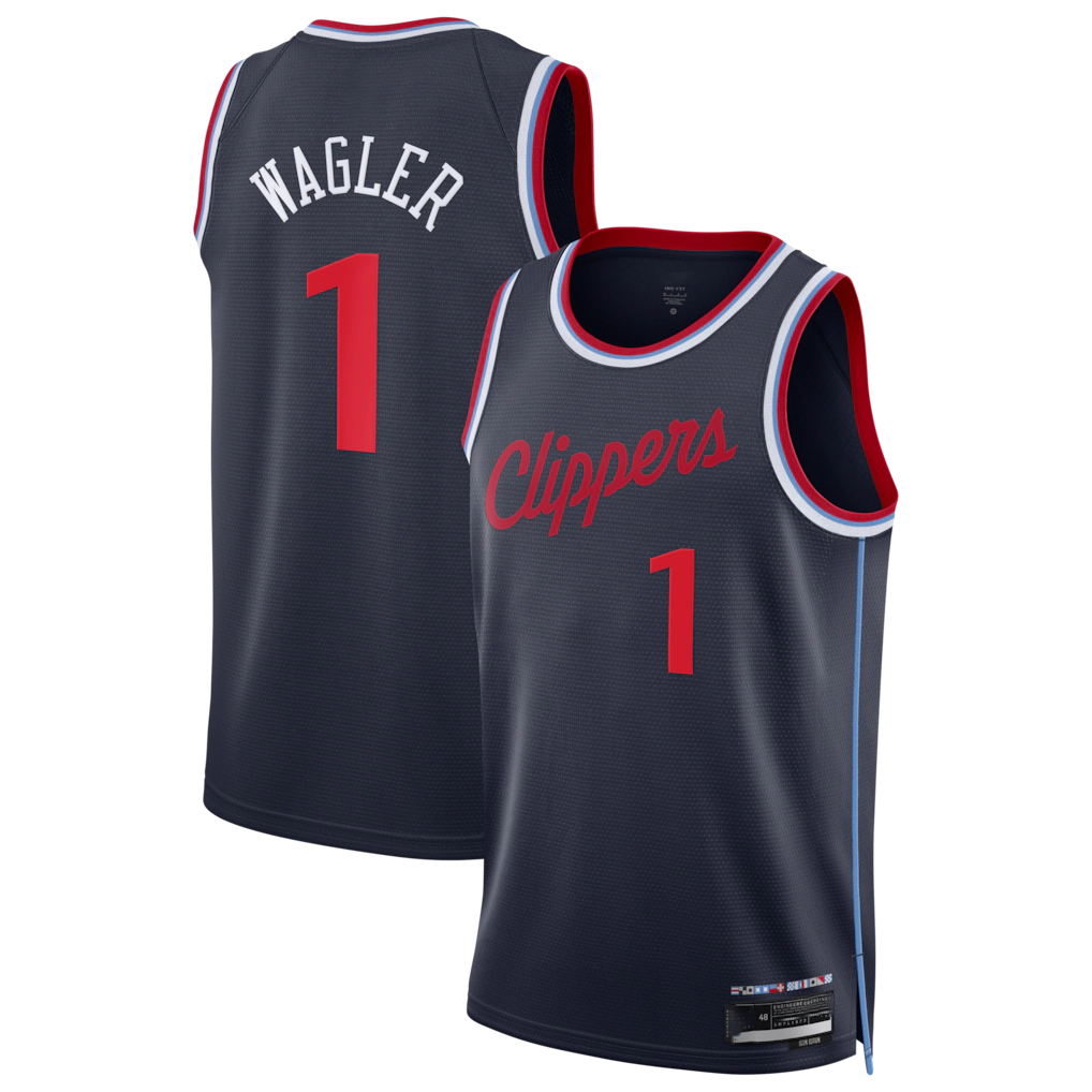 Tlead LA.Clippers #1 Keaton Wagler Navy Swingman Stitched Jerseys - Icon Edition