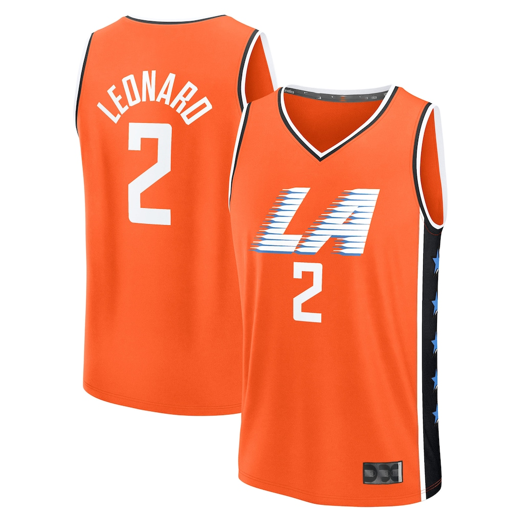 Tlead LA.Clippers #2 Kawhi Leonard Orange 2025-2026 City Edition Fast Break Stitched Jerseys