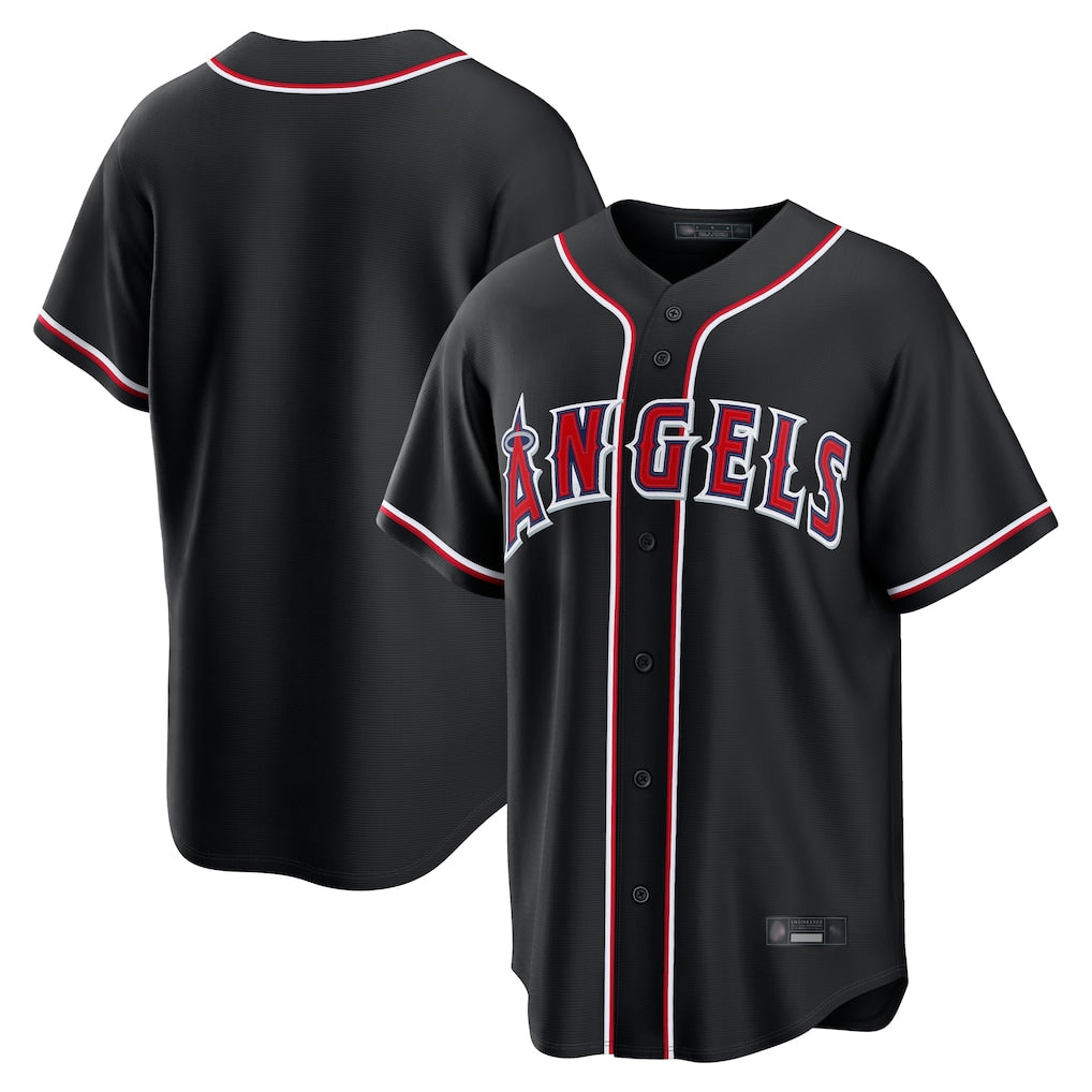 Tlead LA.Angels Black Fashion Out Home Game Blank Player Stitched Jerseys