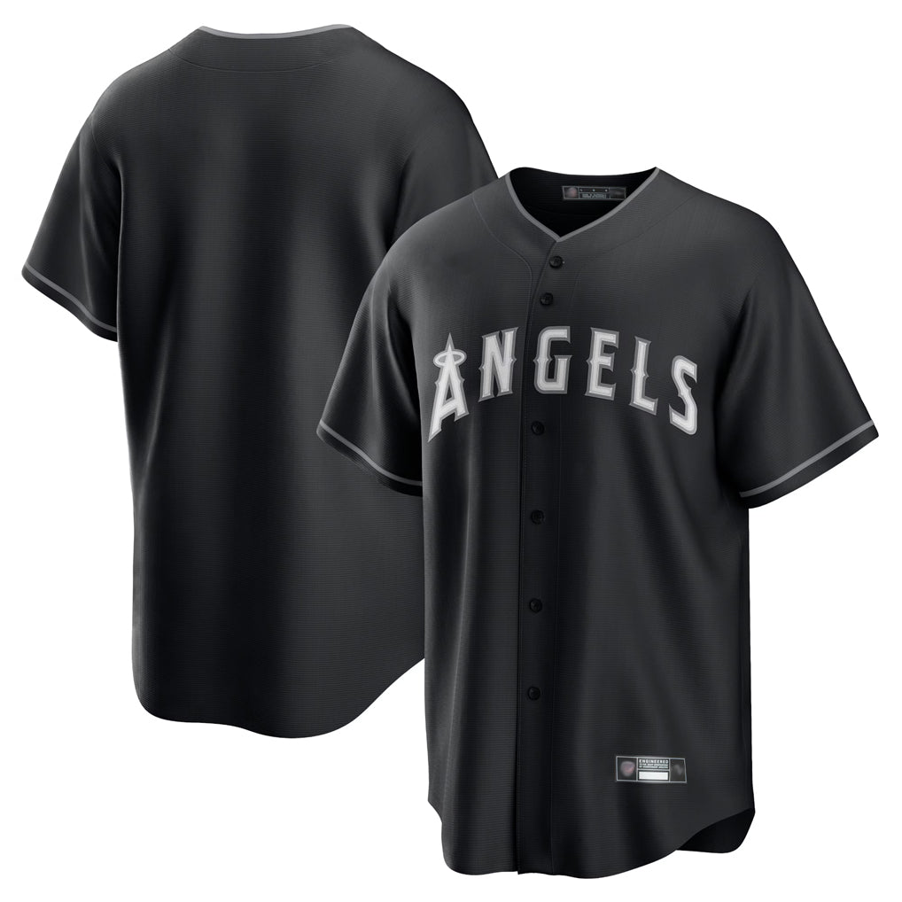 Tlead LA.Angels Black Lights Out Fashion T-shirt Blank Player Stitched Jerseys