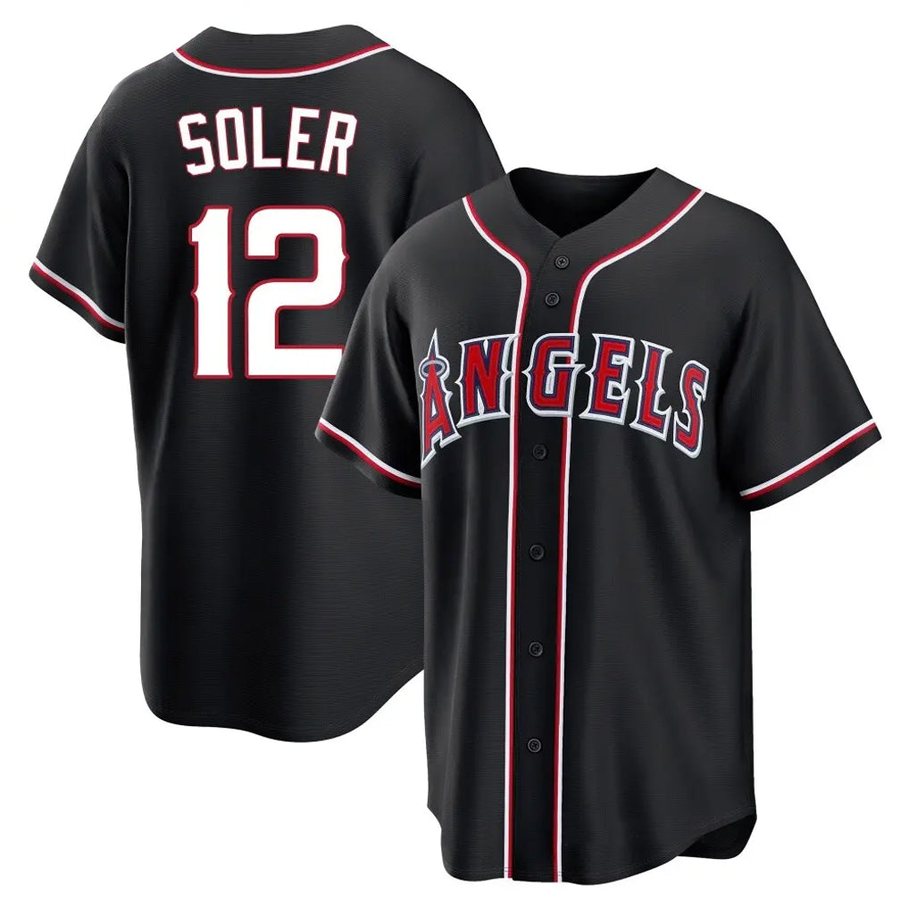 Tlead LA.Angels #12 Jorge Soler Player Black Fashion Out Home Game Stitched Jerseys