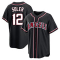 Tlead LA.Angels #12 Jorge Soler Player Black Fashion Out Home Game Stitched Jerseys
