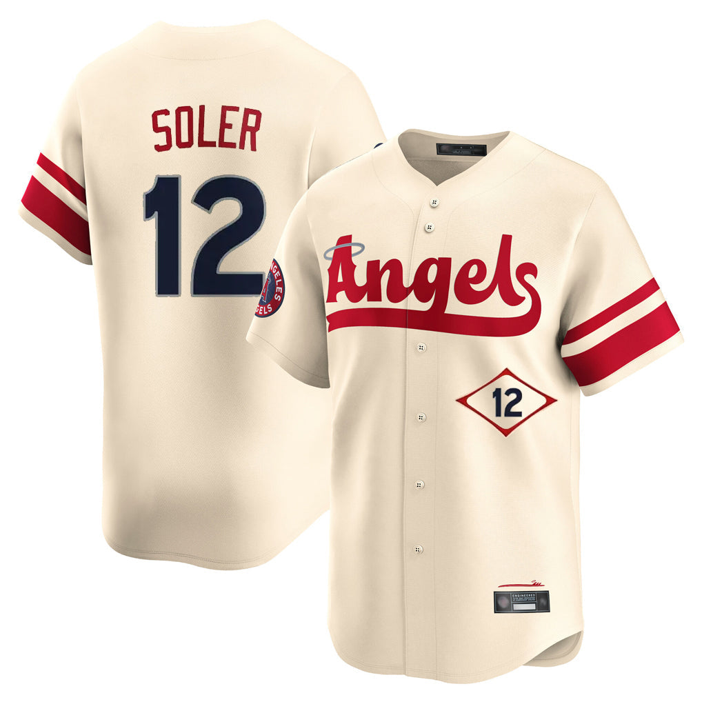 Tlead LA.Angels #12 Jorge Soler Player Cream City Connect Limited Home Stitched Jerseys