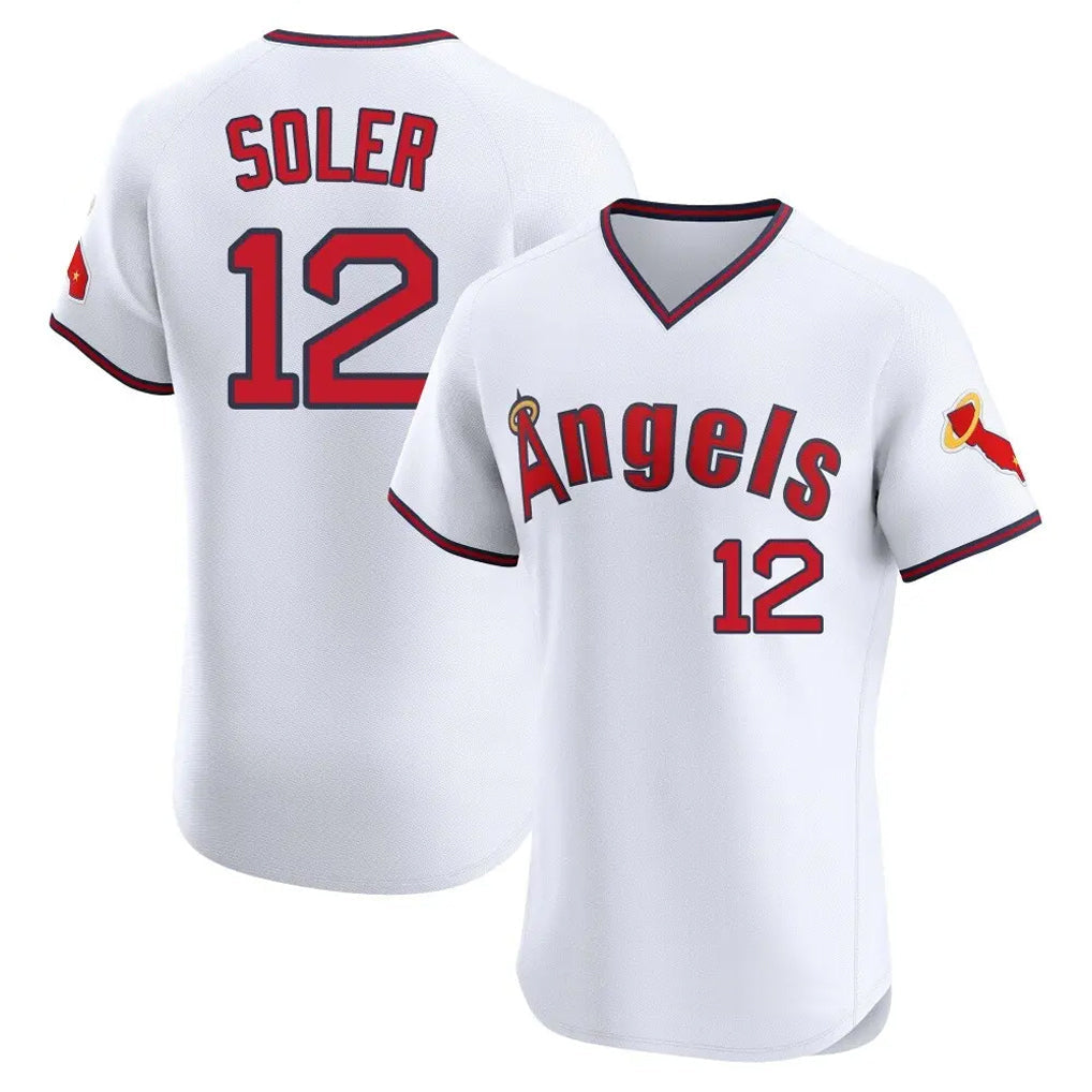Tlead LA.Angels #12 Jorge Soler Player White T-shirt Home Limited Elite Stitched Jerseys