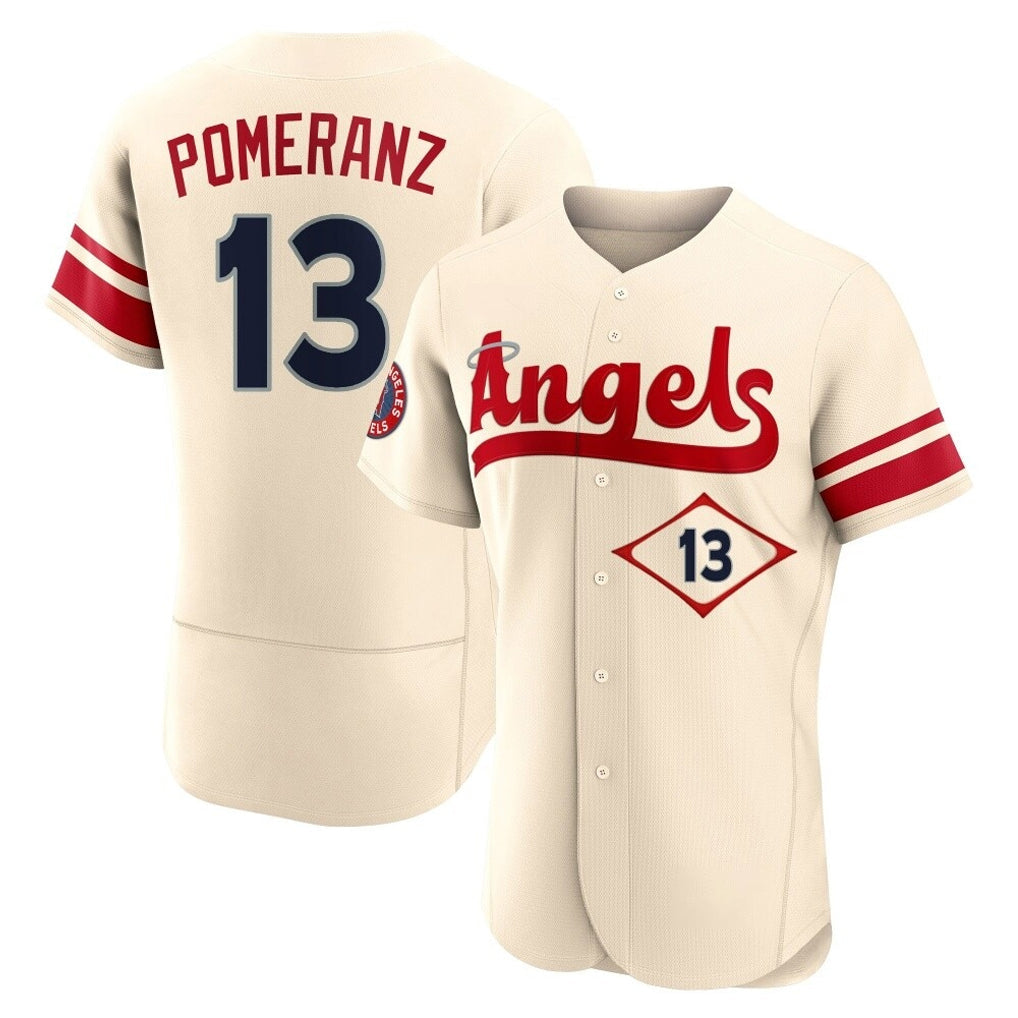 Tlead LA.Angels #13 Drew Pomeranz Player Cream City Connect Limited ELite Home Stitched Jerseys