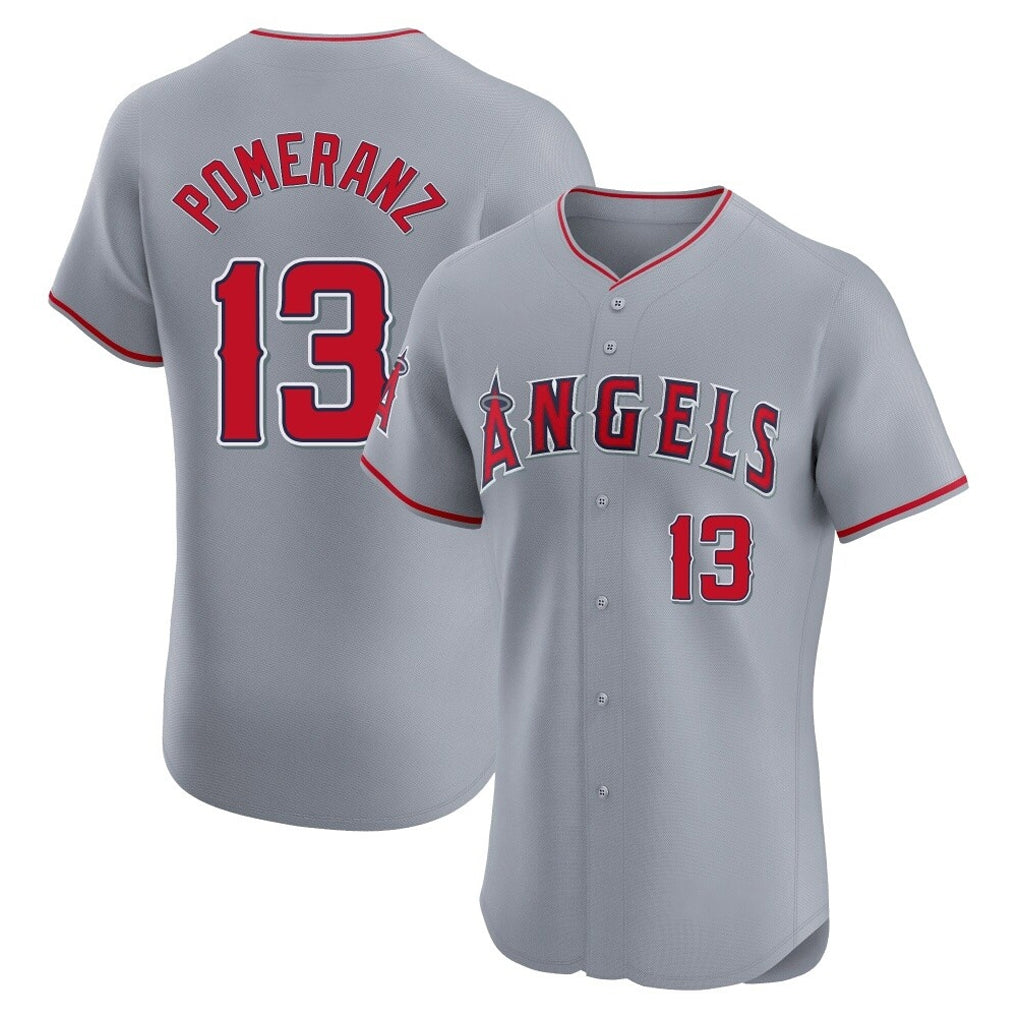 Tlead LA.Angels #13 Drew Pomeranz Player Gray Home Limited Elite Stitched Jerseys