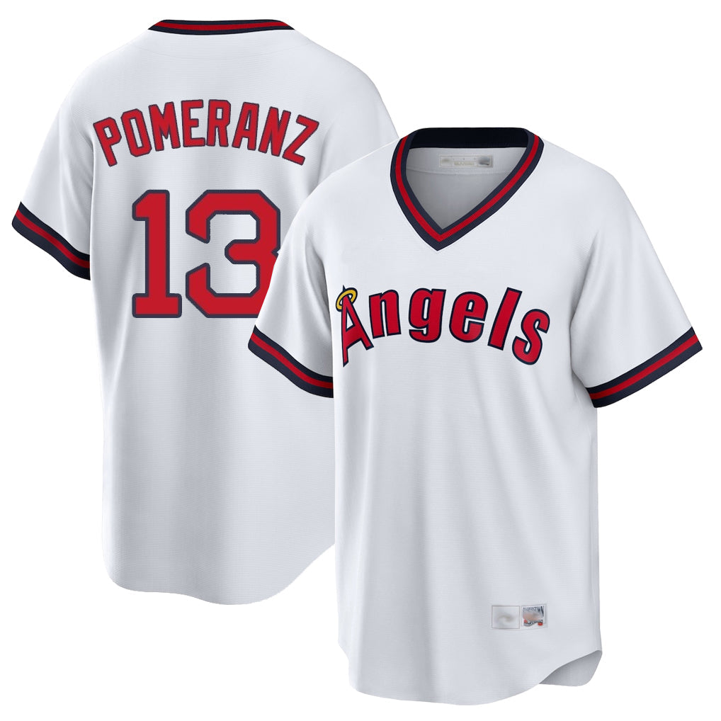 Tlead LA.Angels #13 Drew Pomeranz Player White T-shirt Home Game Stitched Jerseys