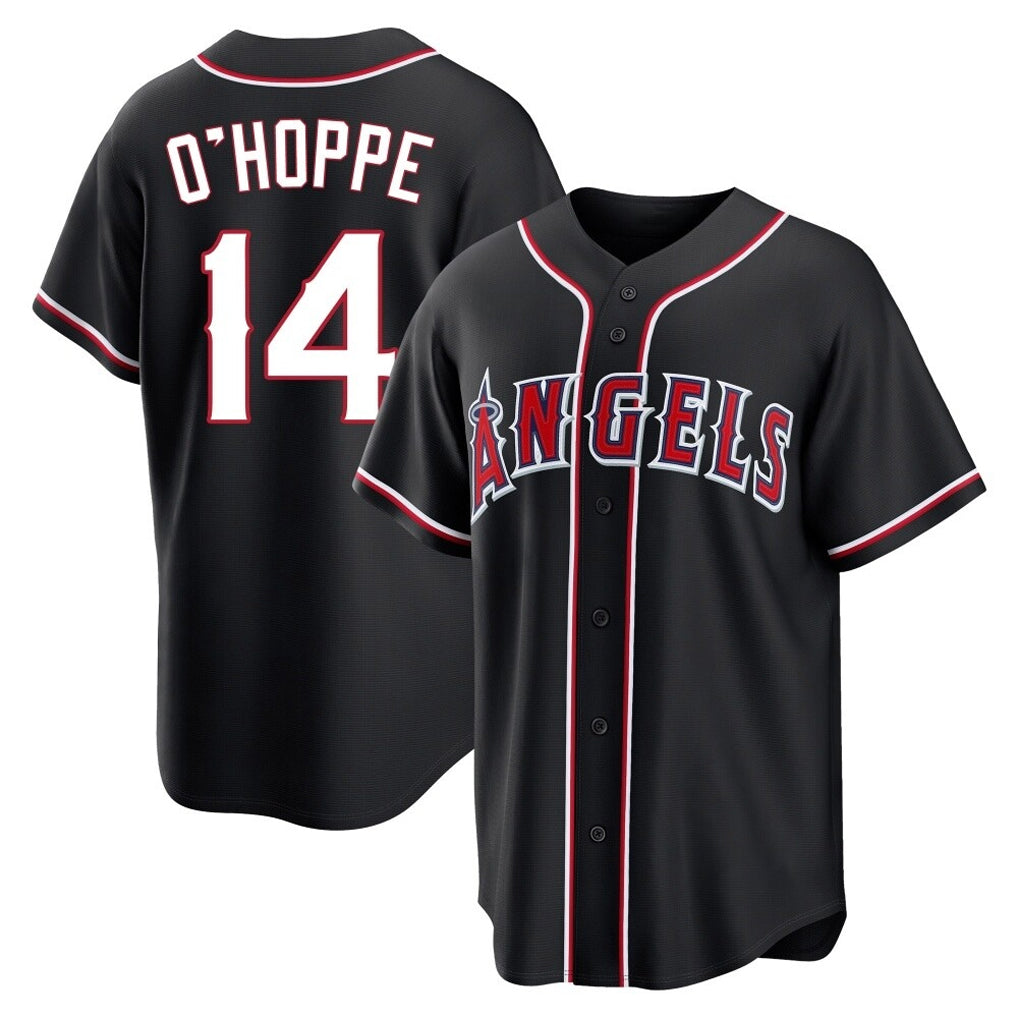 Tlead LA.Angels #14 Logan O'Hoppe Player Black Fashion Out Home Game Stitched Jerseys