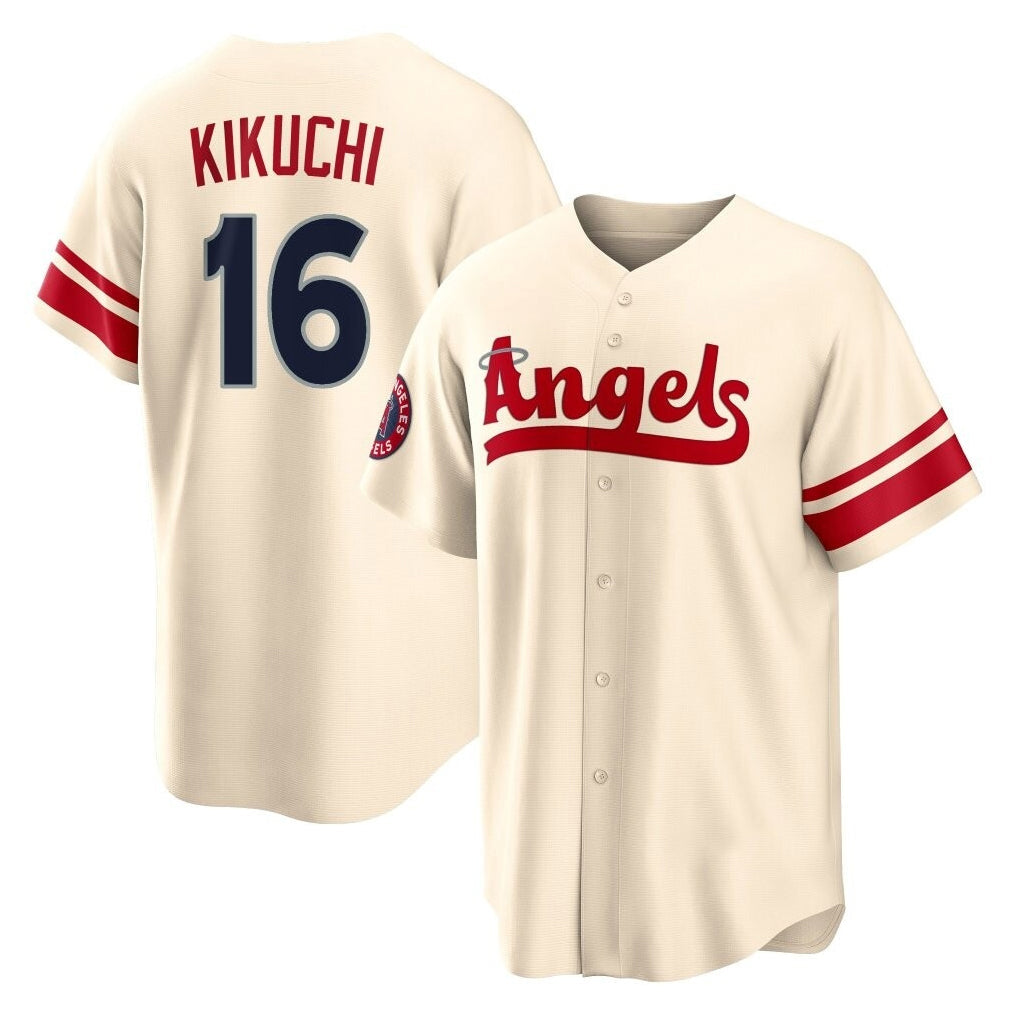 Tlead LA.Angels #16 Yusei Kikuchi Player Cream City Connect Home Stitched Jerseys