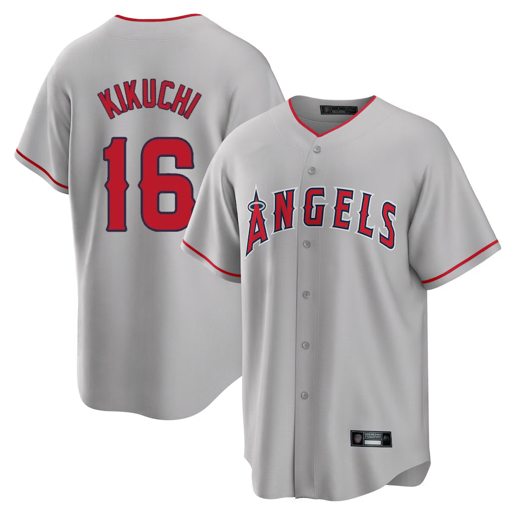Tlead LA.Angels #16 Yusei Kikuchi Player Gray Home Game Stitched Jerseys