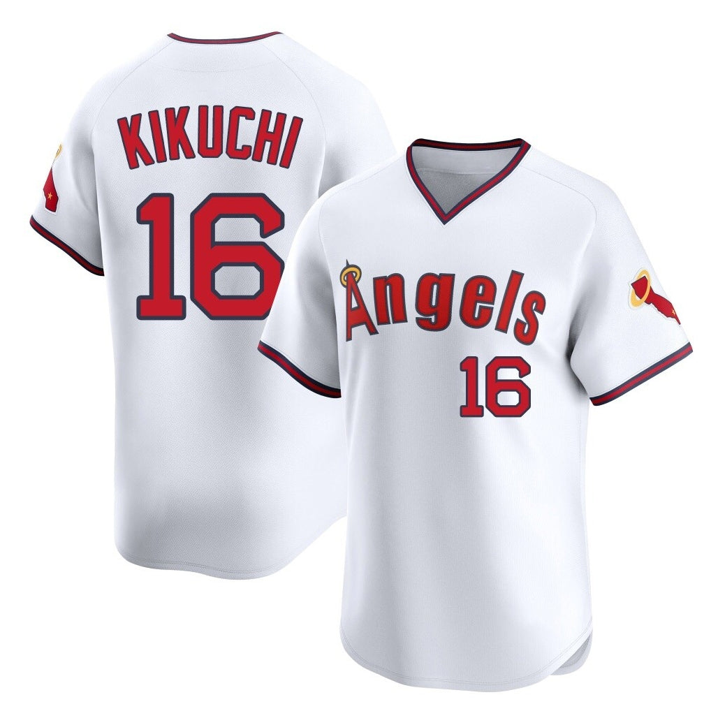 Tlead LA.Angels #16 Yusei Kikuchi Player White T-shirt Home Limited Stitched Jerseys