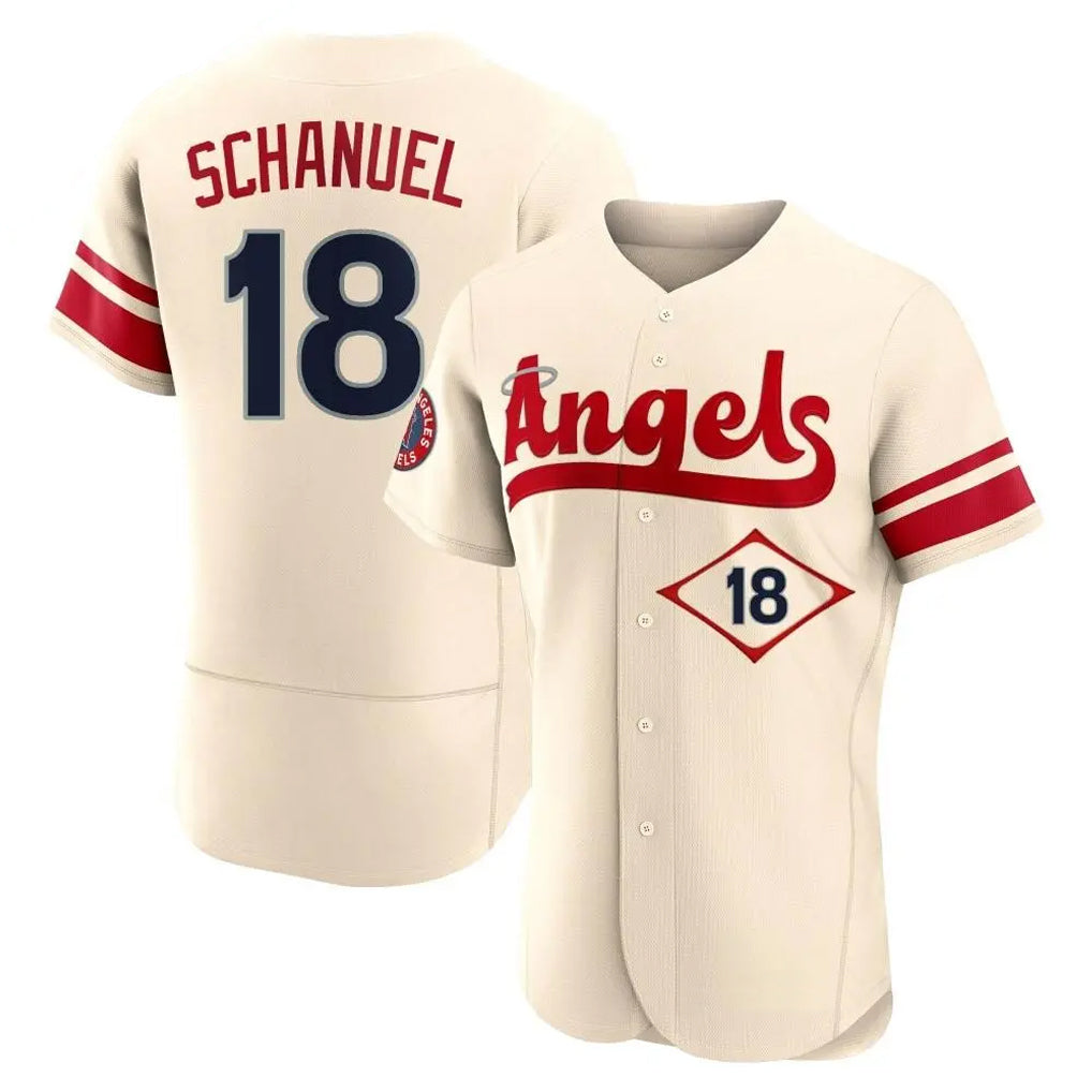 Tlead LA.Angels #18 Nolan Schanuel Player Cream City Connect Limited ELite Home Stitched Jerseys