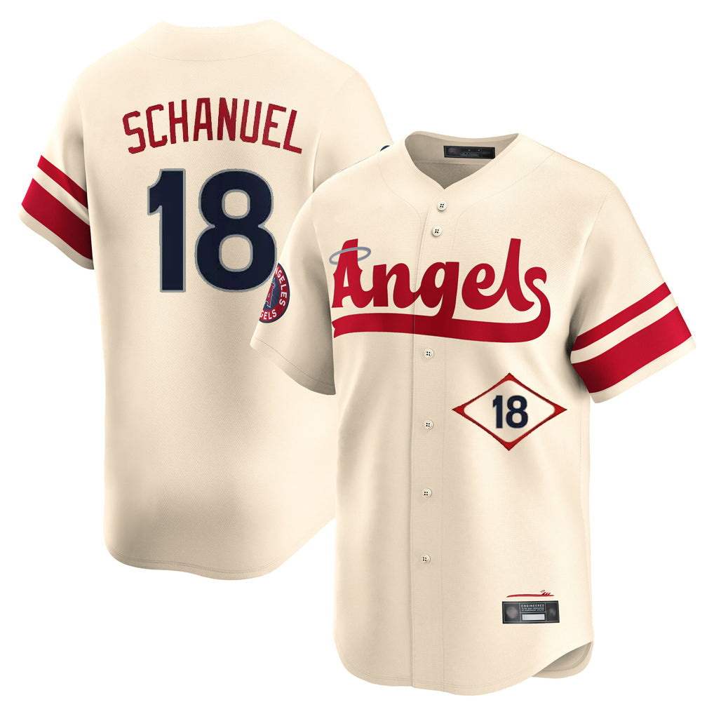 Tlead LA.Angels #18 Nolan Schanuel Player Cream City Connect Limited Home Stitched Jerseys
