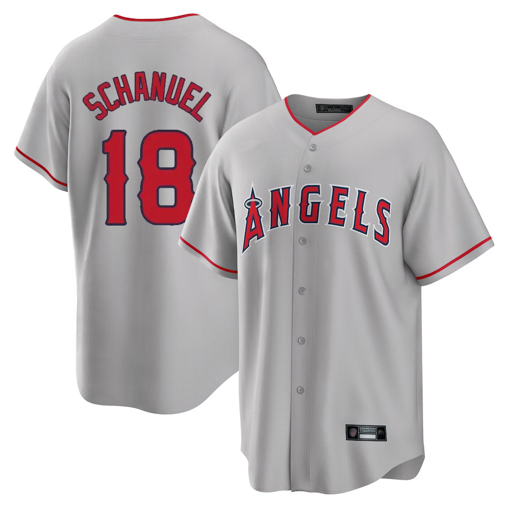 Tlead LA.Angels #18 Nolan Schanuel Player Gray Home Game Stitched Jerseys