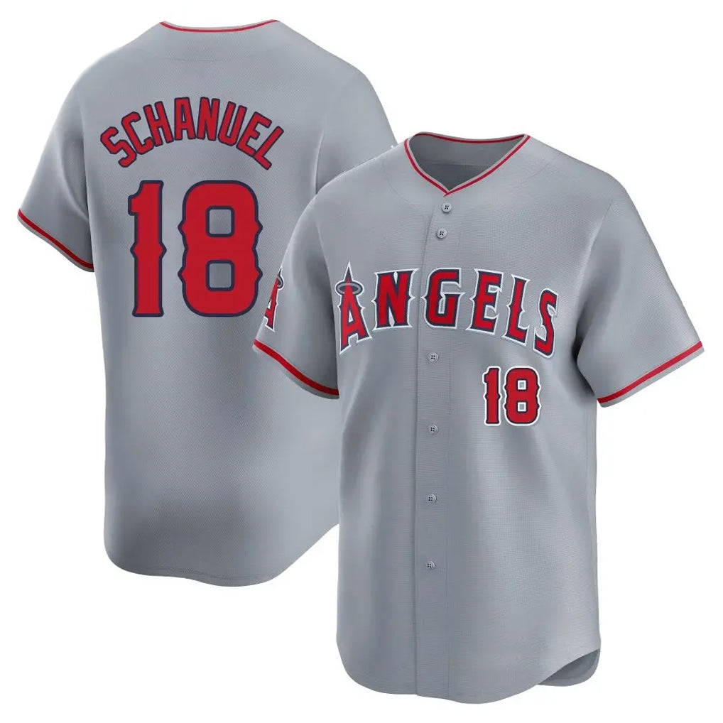 Tlead LA.Angels #18 Nolan Schanuel Player Gray Home Limited Stitched Jerseys