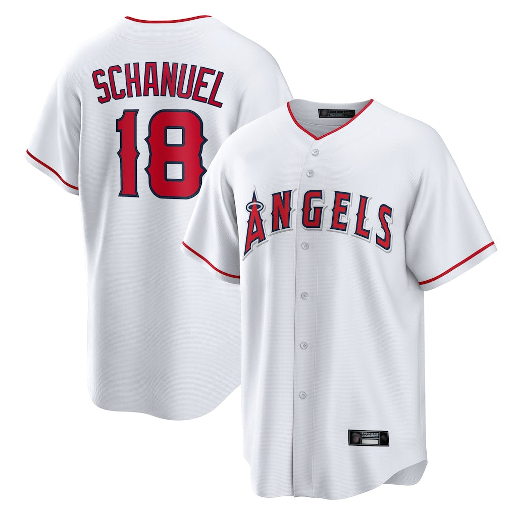 Tlead LA.Angels #18 Nolan Schanuel Player White Home Game Stitched Jerseys