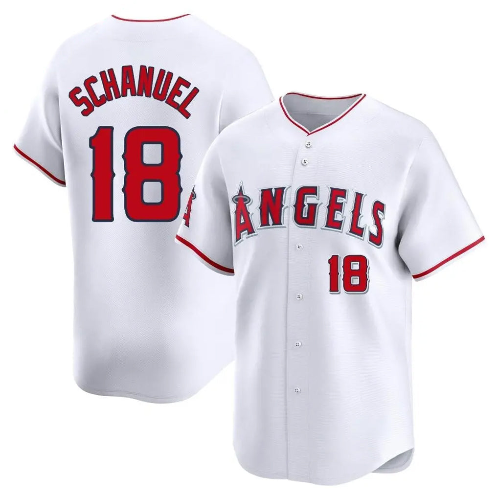 Tlead LA.Angels #18 Nolan Schanuel Player White Limited Home Stitched Jerseys