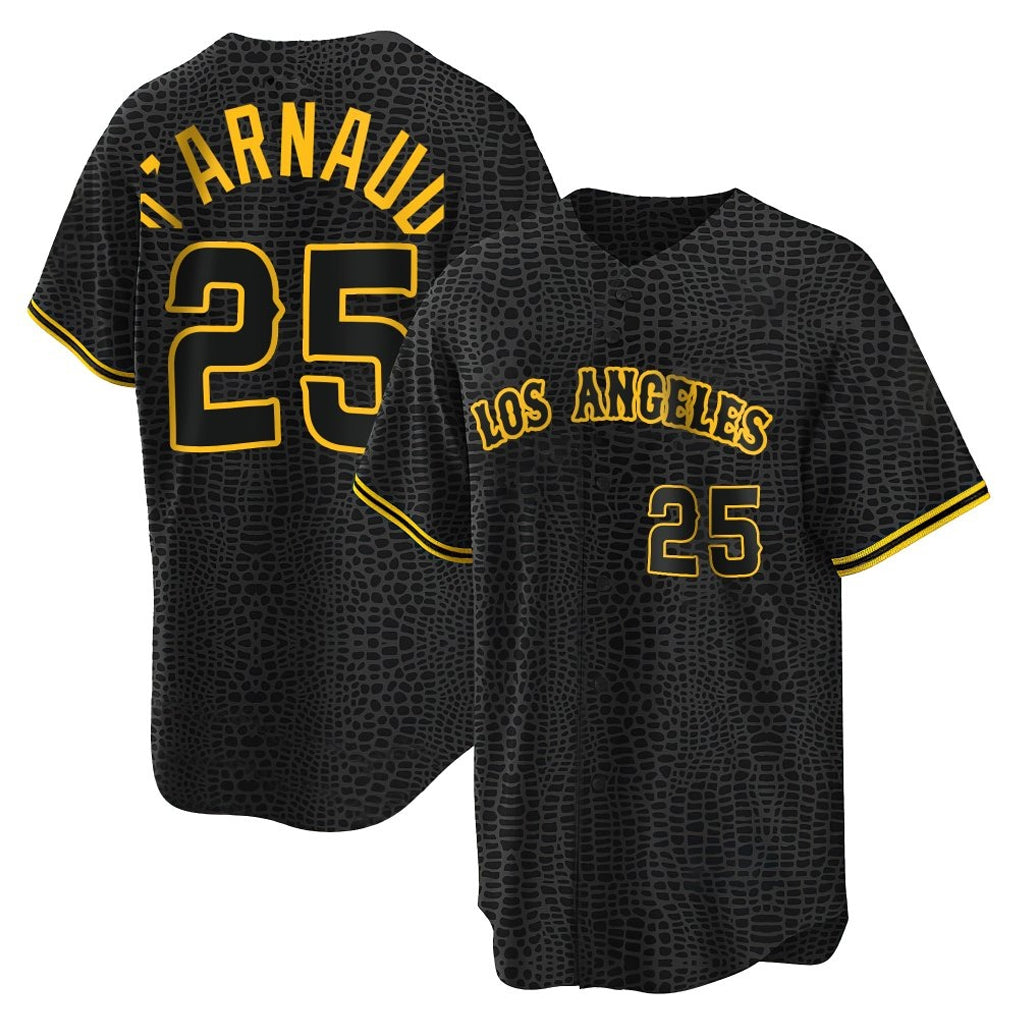 Tlead LA.Angels #25 Travis d'Arnaud Player Black Snake Skin City Game Home Stitched Jerseys