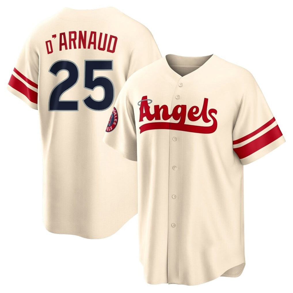 Tlead LA.Angels #25 Travis d'Arnaud Player Cream City Connect Home Stitched Jerseys